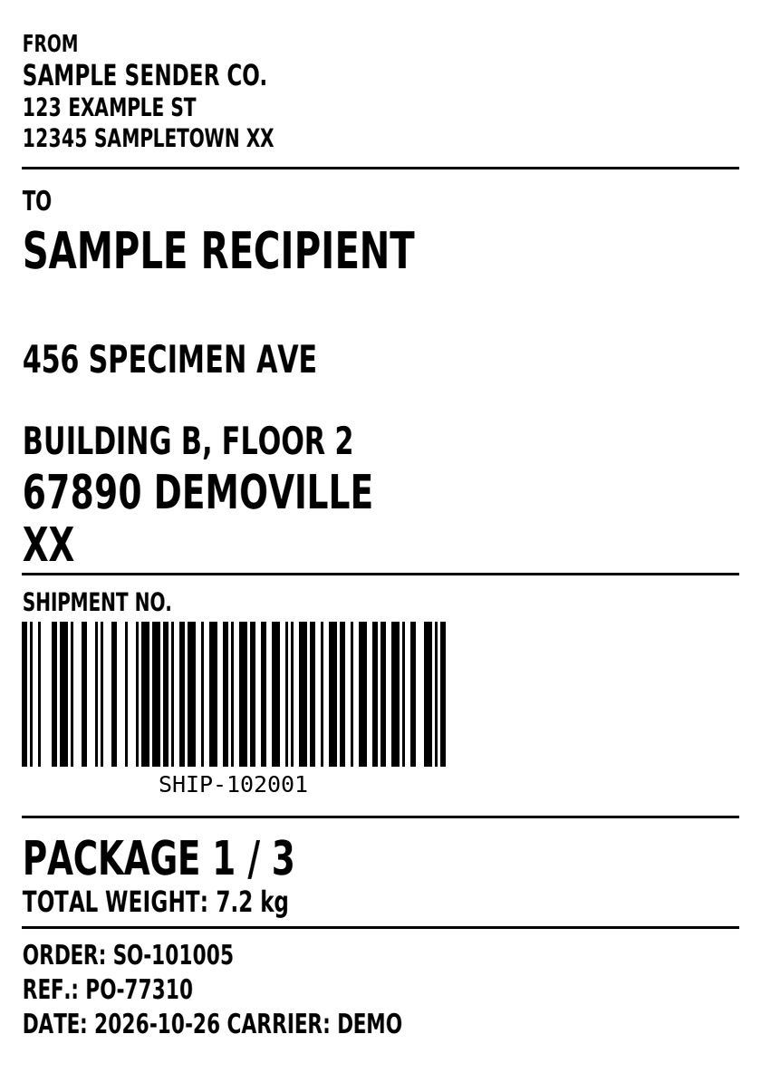 Shipment label A6 (105×148 mm)