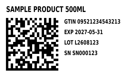 GS1 DataMatrix serialised label
