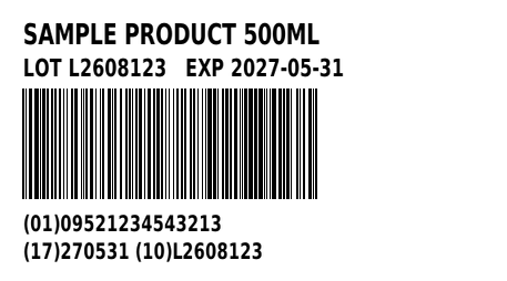 GS1-128-Etikett mit Charge und MHD
